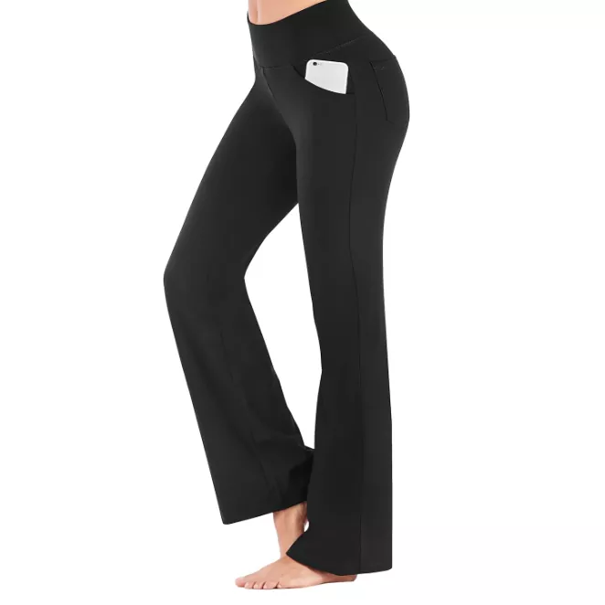 Pantalon yoga mou wo Waisted fanm yo